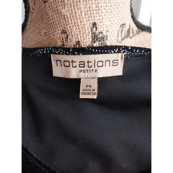 Notations Petite PS Womens Velvet Black Shimmer Long Sleeve Shirt Top - Picture 7 of 12